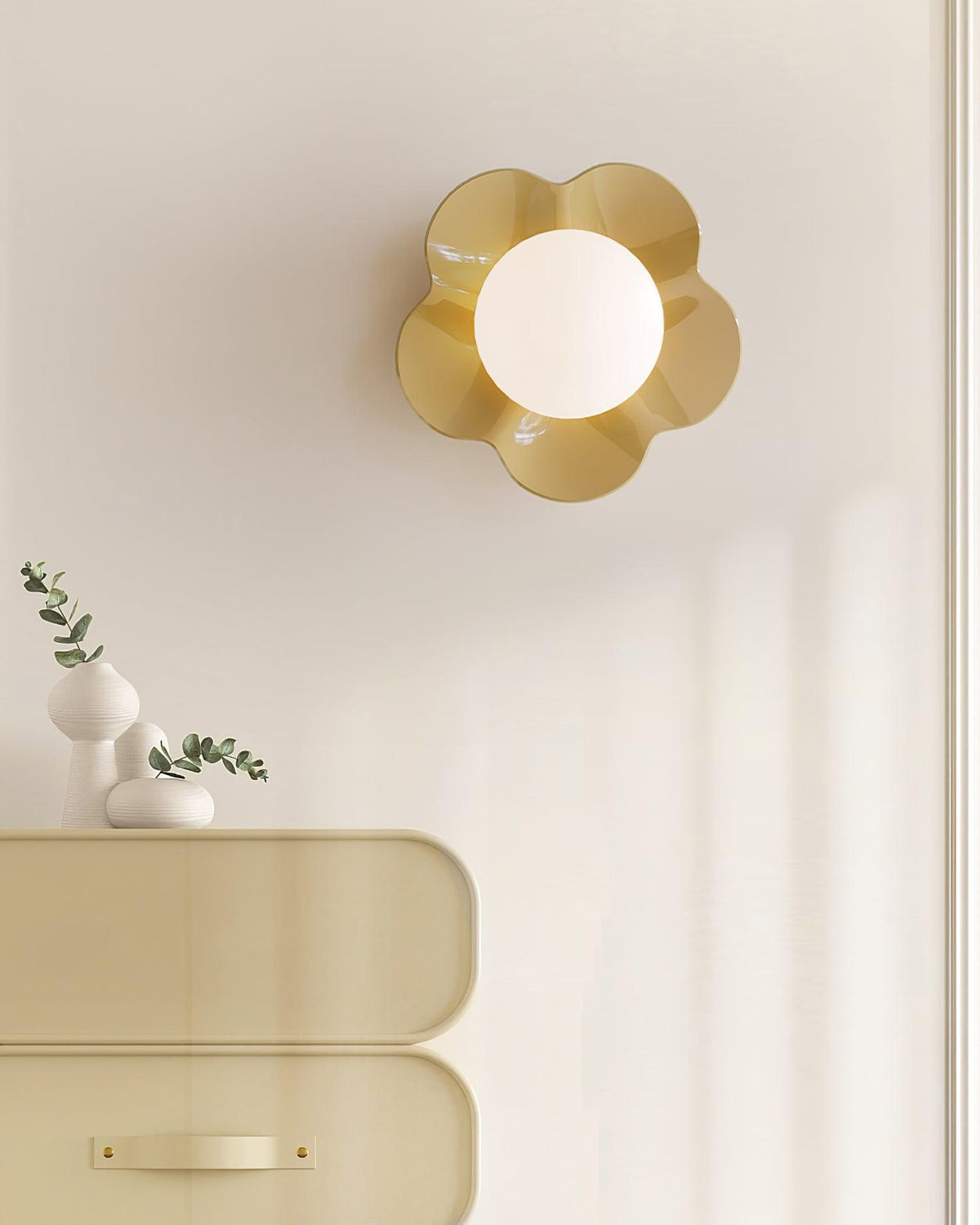 Floral Glass Wall Sconce with Resin Base - Dimmable G9 Single-Bulb Fixture for Bedroom, Living Room, Hallway - Modern Flower-Shaped Accent | Lonoma
