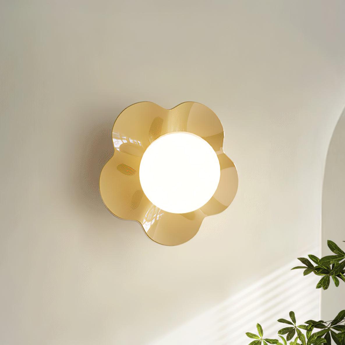 Floral Glass Wall Sconce with Resin Base - Dimmable G9 Single-Bulb Fixture for Bedroom, Living Room, Hallway - Modern Flower-Shaped Accent | Lonoma