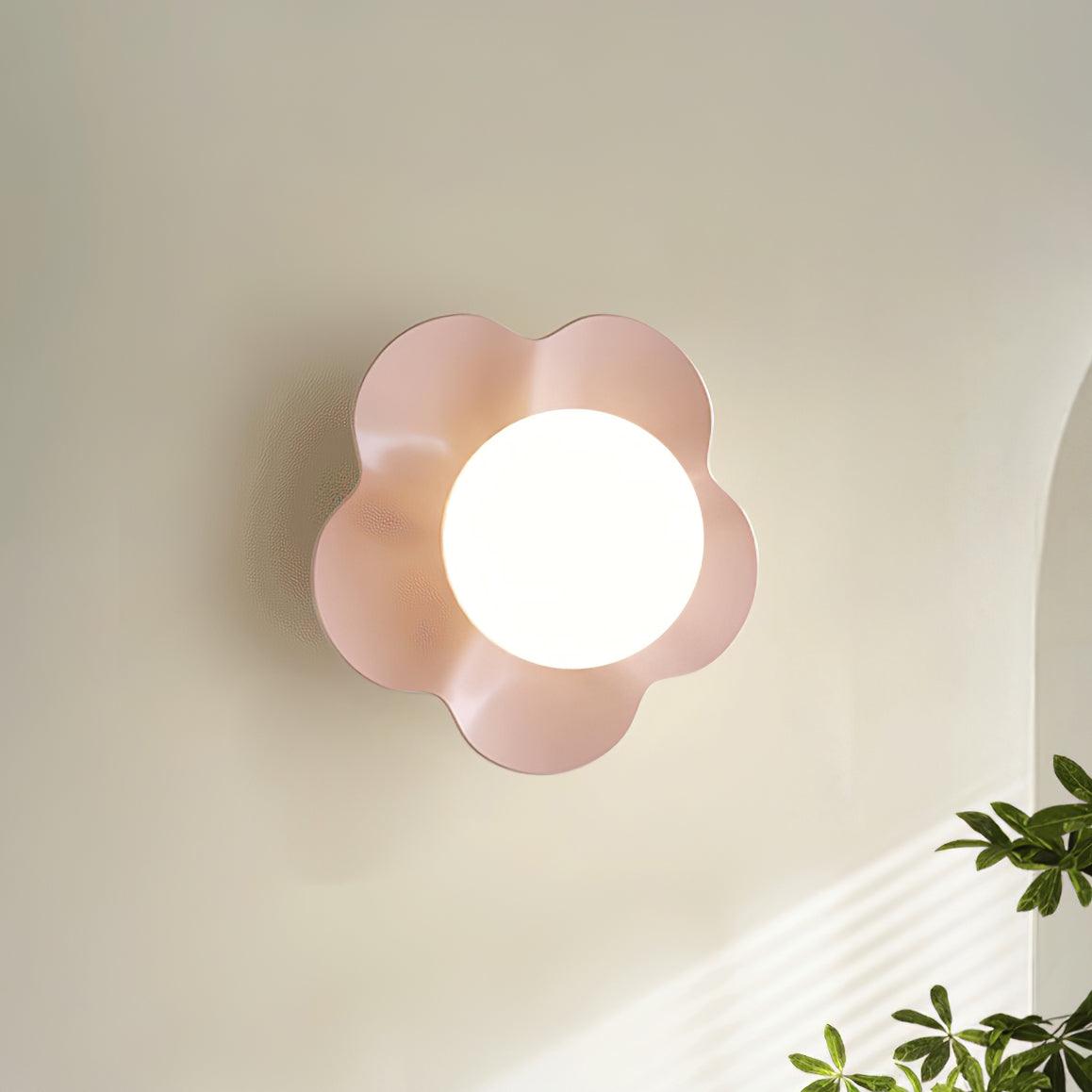 Floral Glass Wall Sconce with Resin Base - Dimmable G9 Single-Bulb Fixture for Bedroom, Living Room, Hallway - Modern Flower-Shaped Accent | Lonoma