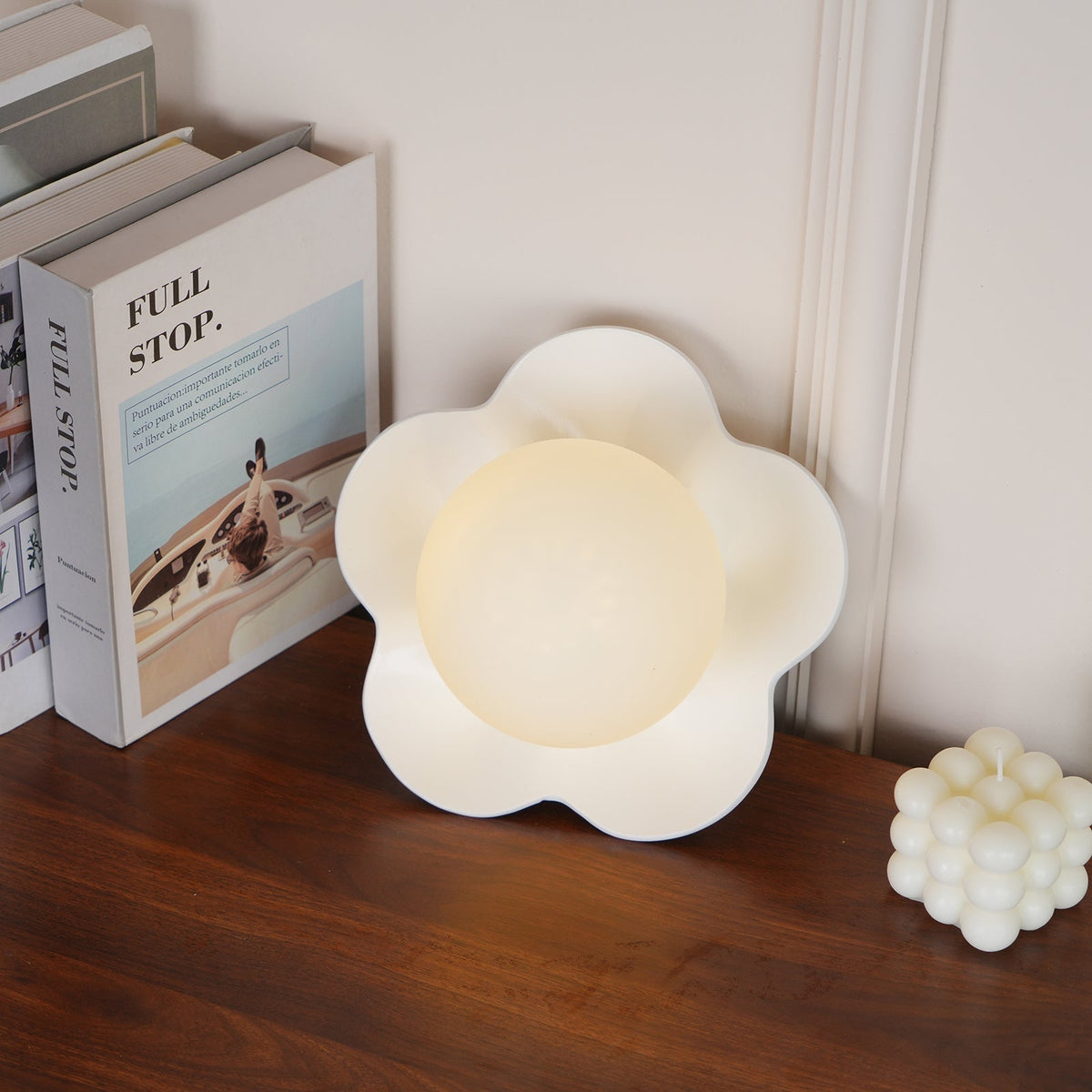 Floral Glass Wall Sconce with Resin Base - Dimmable G9 Single-Bulb Fixture for Bedroom, Living Room, Hallway - Modern Flower-Shaped Accent | Lonoma
