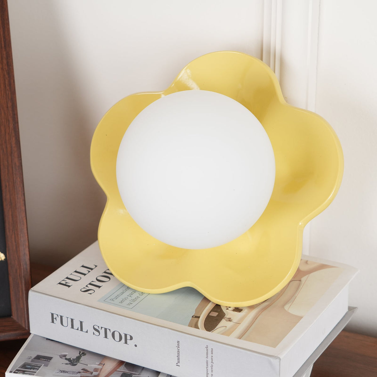 Floral Glass Wall Sconce with Resin Base - Dimmable G9 Single-Bulb Fixture for Bedroom, Living Room, Hallway - Modern Flower-Shaped Accent | Lonoma