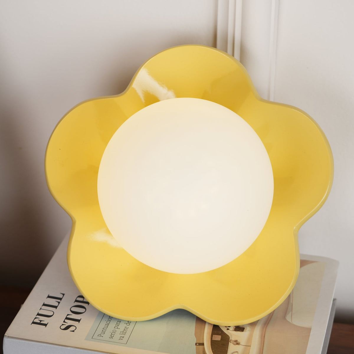 Floral Glass Wall Sconce with Resin Base - Dimmable G9 Single-Bulb Fixture for Bedroom, Living Room, Hallway - Modern Flower-Shaped Accent | Lonoma