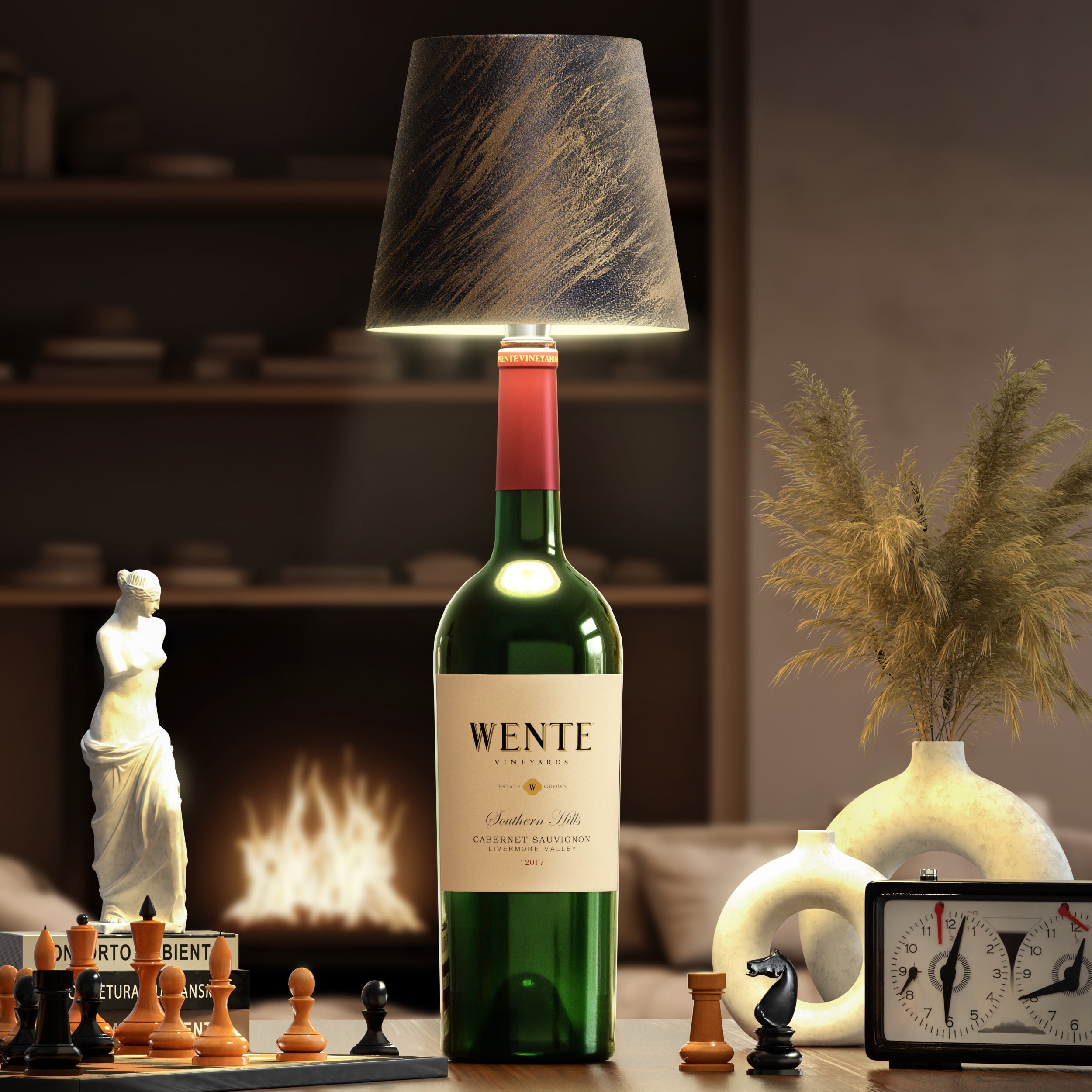 Lampe bouteille sans fil rechargeable LED noir 3000K USB-C pour décoration de table bar restaurant ambiance | Koossa