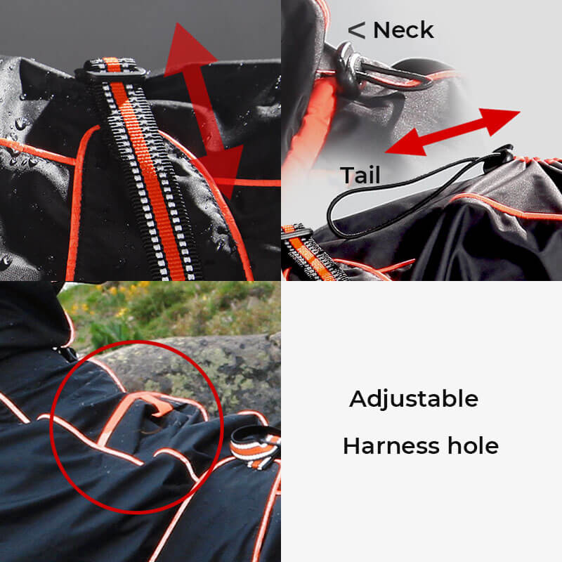Dog Raincoat Full Body Waterproof Polyester Graphene Reflective Strips Large Dogs Windproof Snow Jacket Coat | Koossa