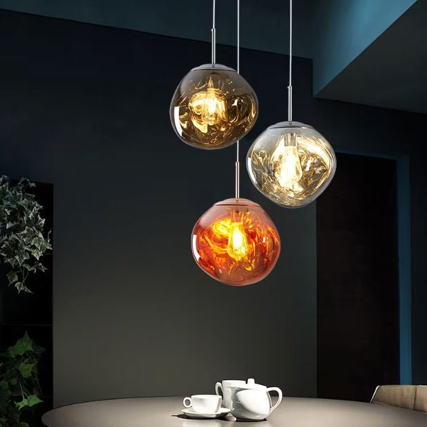 Suspension sphérique verre ou PVC finition miroir hauteur réglable éclairage décoratif salon salle à manger | Koossa