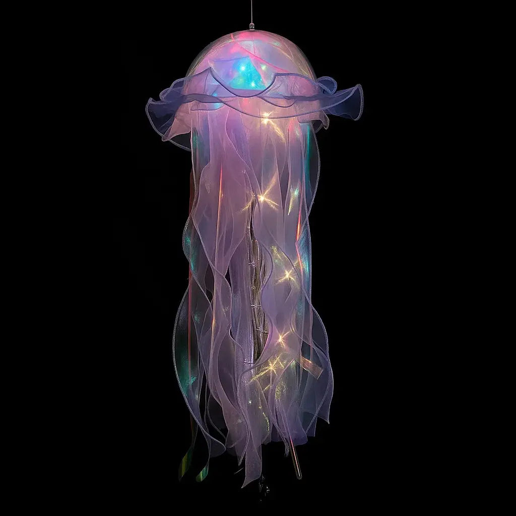 Méduse lumineuse LED suspendue en plastique 50 cm rose bleu violet vert décoration chambre enfant salon | Koossa