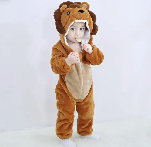 Baby Animal Onesie Costume with Hood, Full-Zip Fleece Romper Jumpsuit for Infants & Toddlers, Cozy Loungewear, Playdates & Photo Shoots | Lonoma