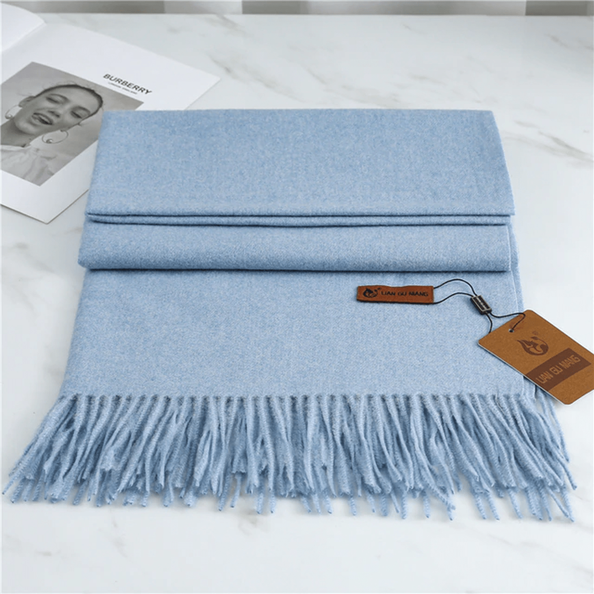 Women's Pure Wool Scarf — Elegant Winter Scarf with Fringe Detail for Cold Weather & Formal Occasions | Koossa