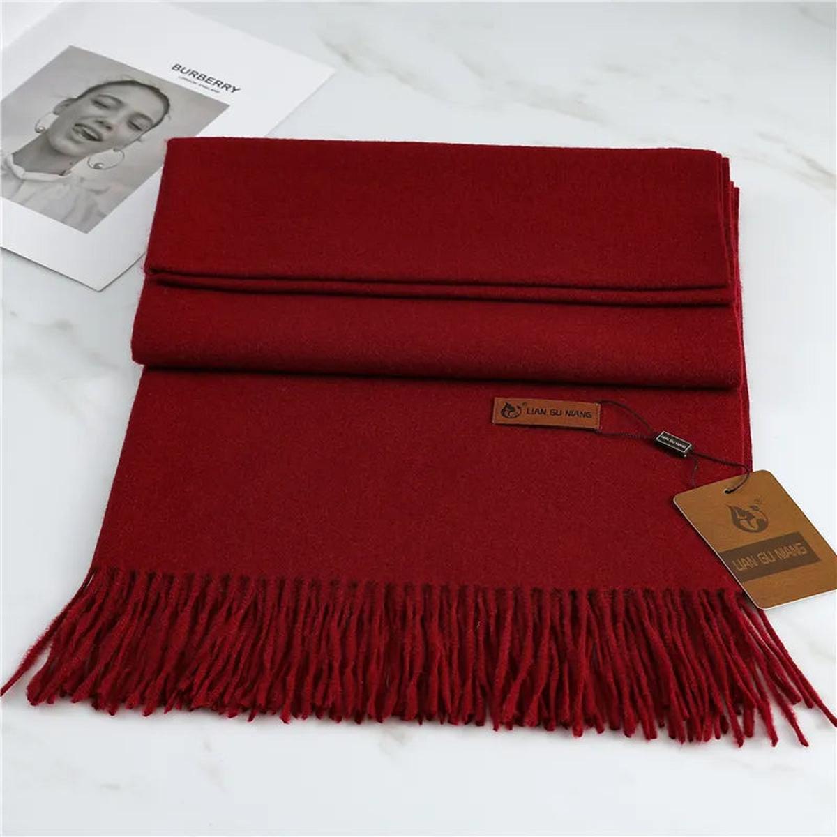 Women's Pure Wool Scarf — Elegant Winter Scarf with Fringe Detail for Cold Weather & Formal Occasions | Koossa