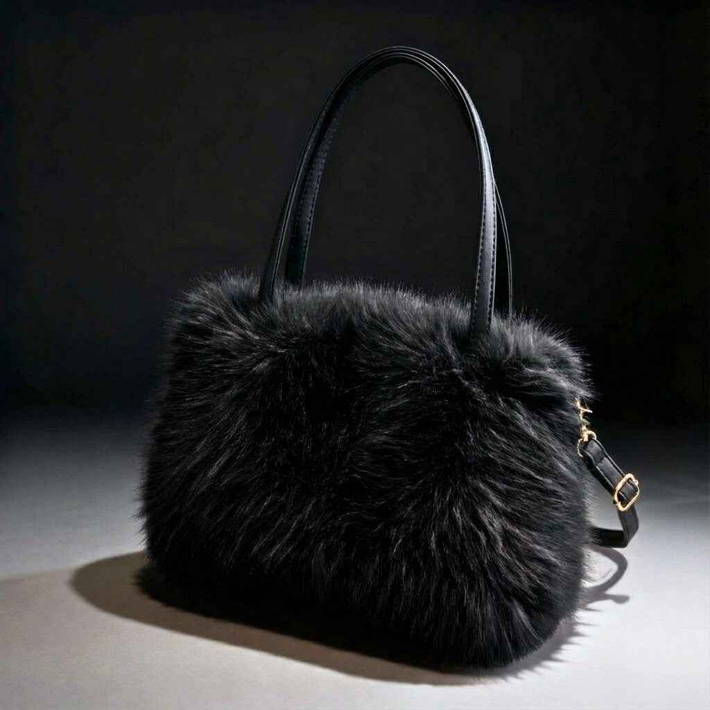 Fuzzy Faux Fur Handbag with Shoulder Straps – Cloud-Soft Winter Purse for Women, Everyday Tote | Fashion Accessory | Lonoma
