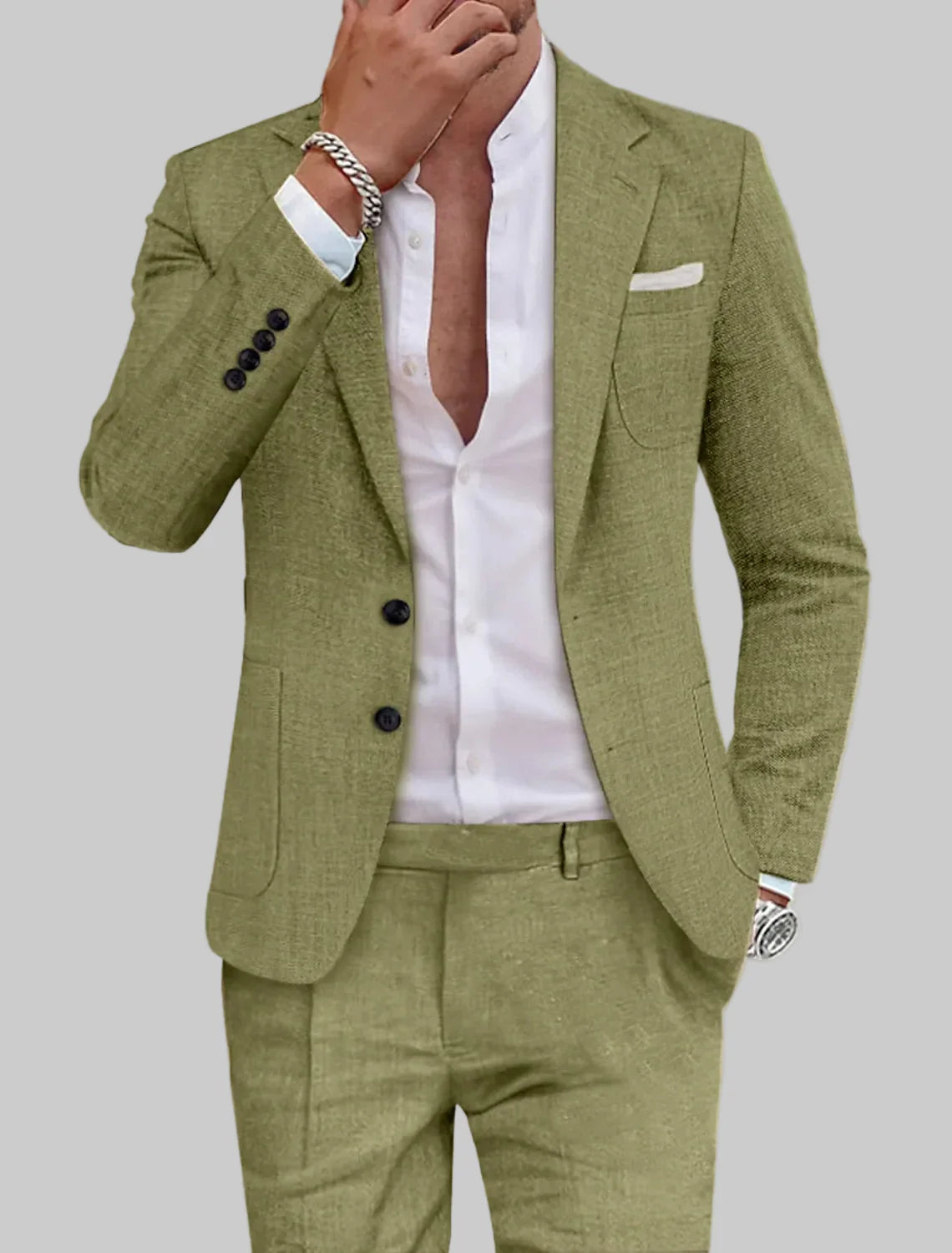 Men's Slim-Fit Two-Piece Suit — Tailored Notch-Lapel Jacket & Tapered Trousers for Formal & Smart-Casual Occasions | Koossa