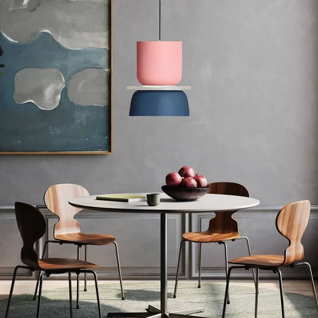 Suspension Scandinave Bicolore à Deux Abat-Jours Superposés pour Salle à Manger et Séjour Contemporain | Koossa