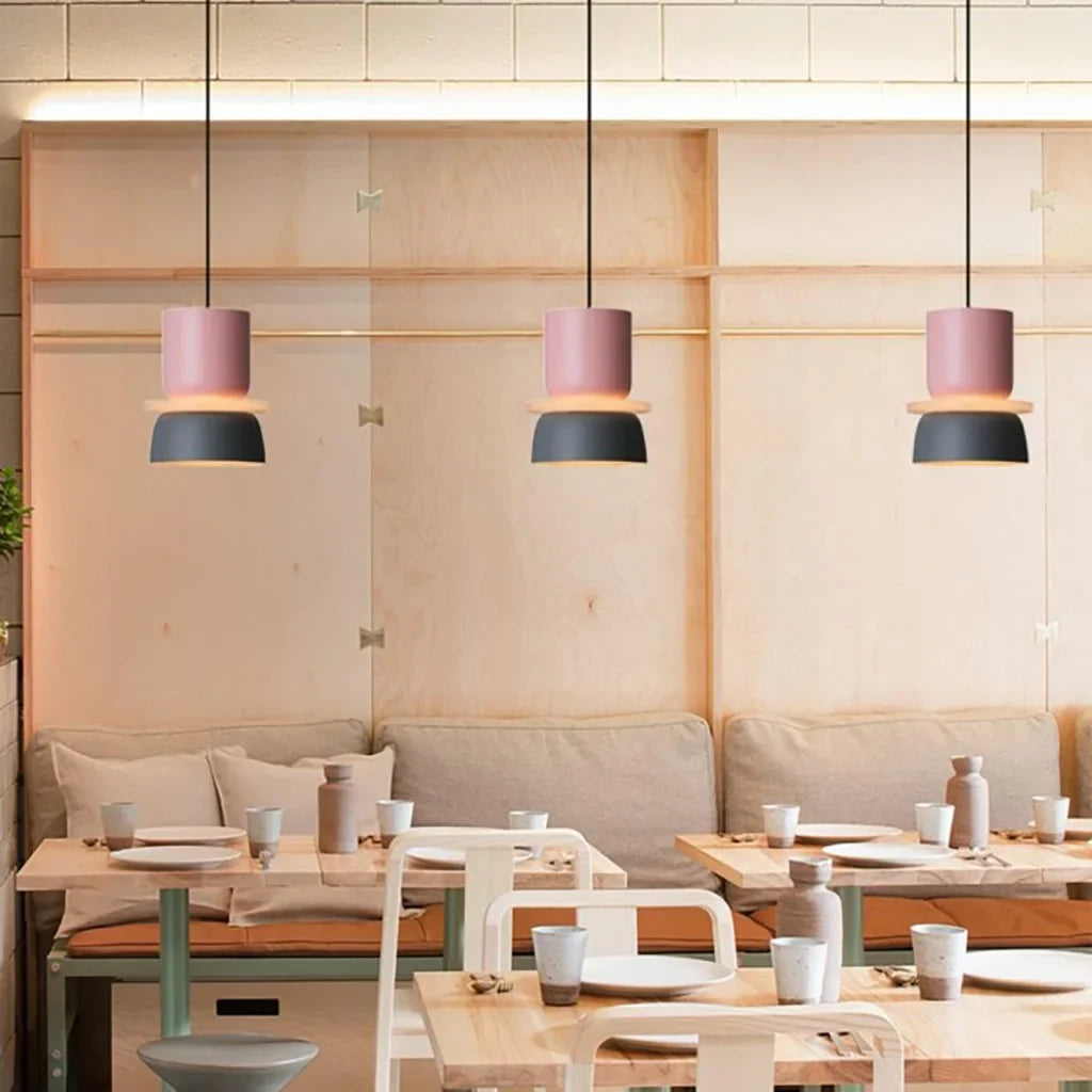 Suspension Scandinave Bicolore à Deux Abat-Jours Superposés pour Salle à Manger et Séjour Contemporain | Koossa