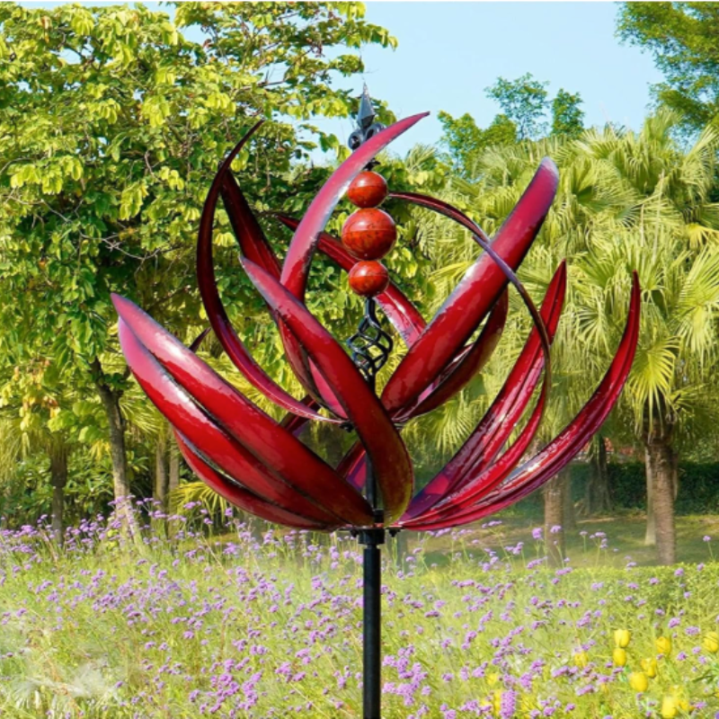 Carillon éolien tournant en métal pour jardin – Décoration extérieure avec jeux de lumière et mouvement | Koossa