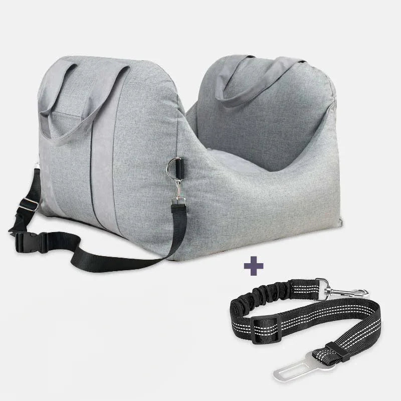 Dog Car Seat Bed Calming Raised Edges Non-Slip Safety Belt Small Medium Puppy Travel Booster Cushion Anti-Anxiety Carrier | Koossa