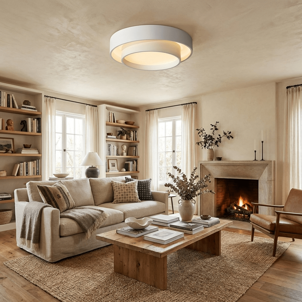 Plafonnier LED Cylindrique Fer Acryl Blanc Gris Noir Salon Chambre Ø40 Ø50 Ø60 cm Dimmable 3000K 4000K 6000K | Koossa