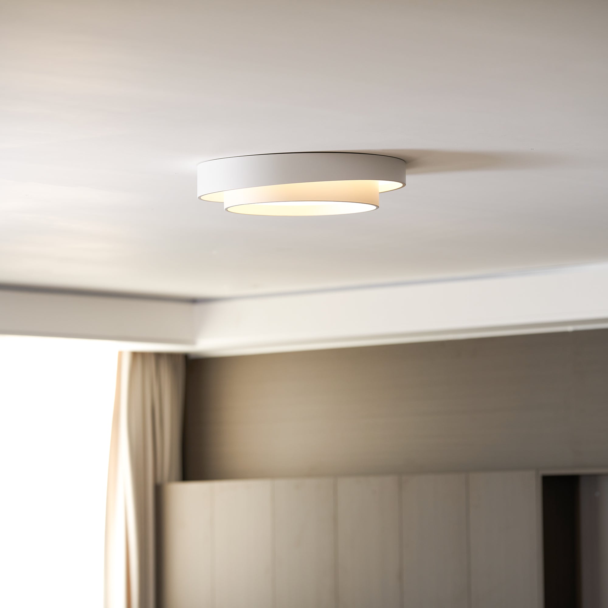 Plafonnier LED Cylindrique Fer Acryl Blanc Gris Noir Salon Chambre Ø40 Ø50 Ø60 cm Dimmable 3000K 4000K 6000K | Koossa