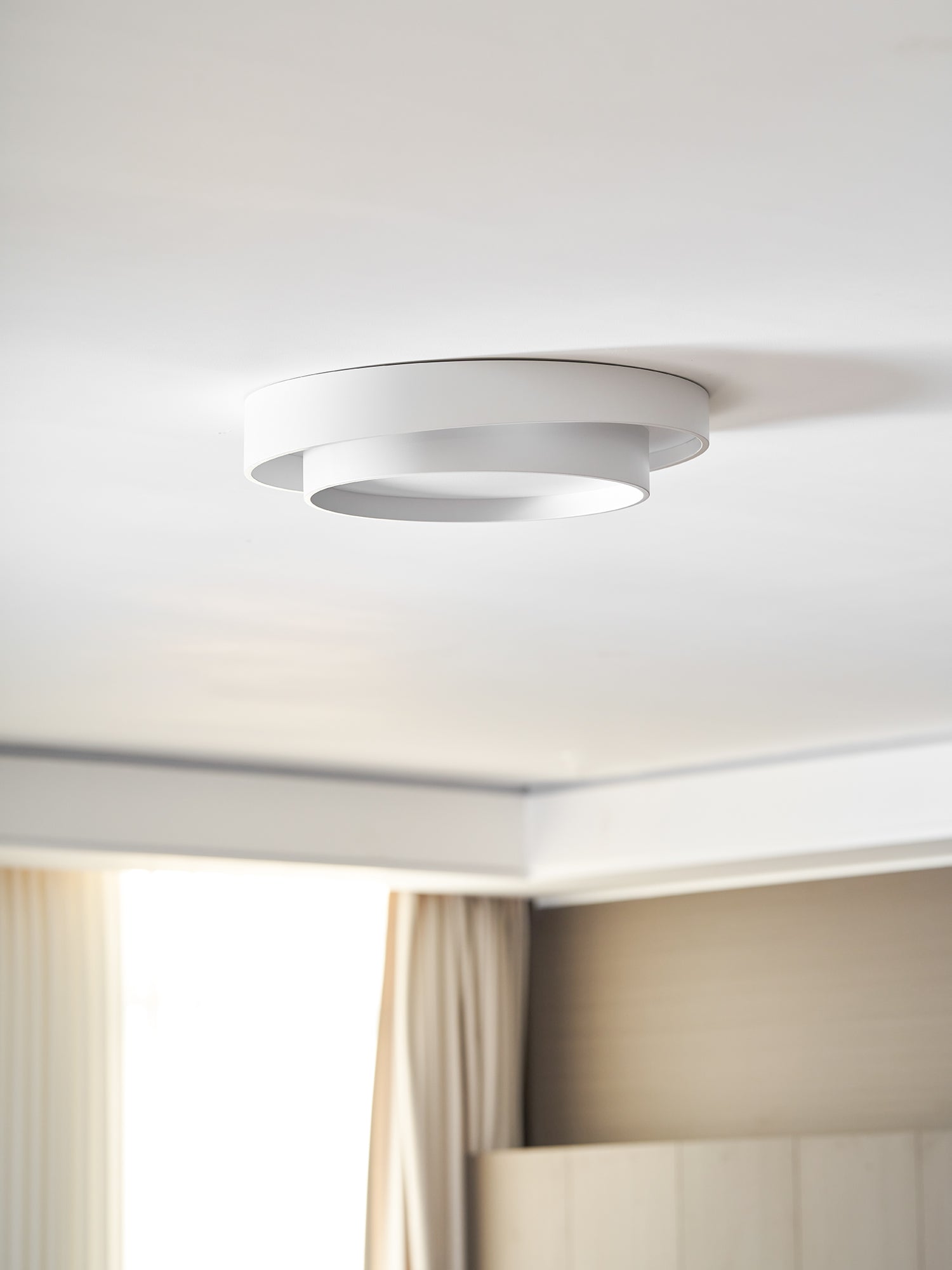 Plafonnier LED Cylindrique Fer Acryl Blanc Gris Noir Salon Chambre Ø40 Ø50 Ø60 cm Dimmable 3000K 4000K 6000K | Koossa
