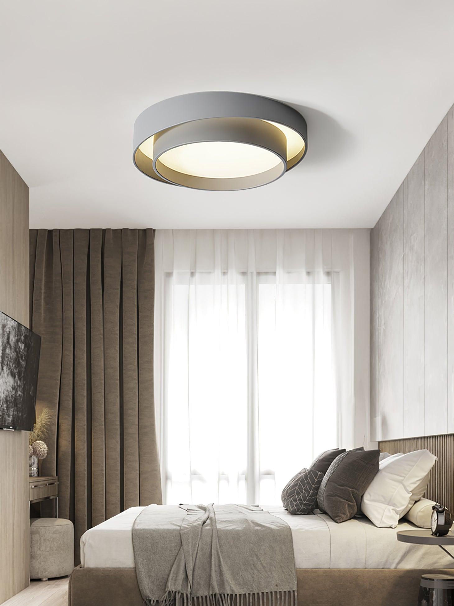Plafonnier LED Cylindrique Fer Acryl Blanc Gris Noir Salon Chambre Ø40 Ø50 Ø60 cm Dimmable 3000K 4000K 6000K | Koossa