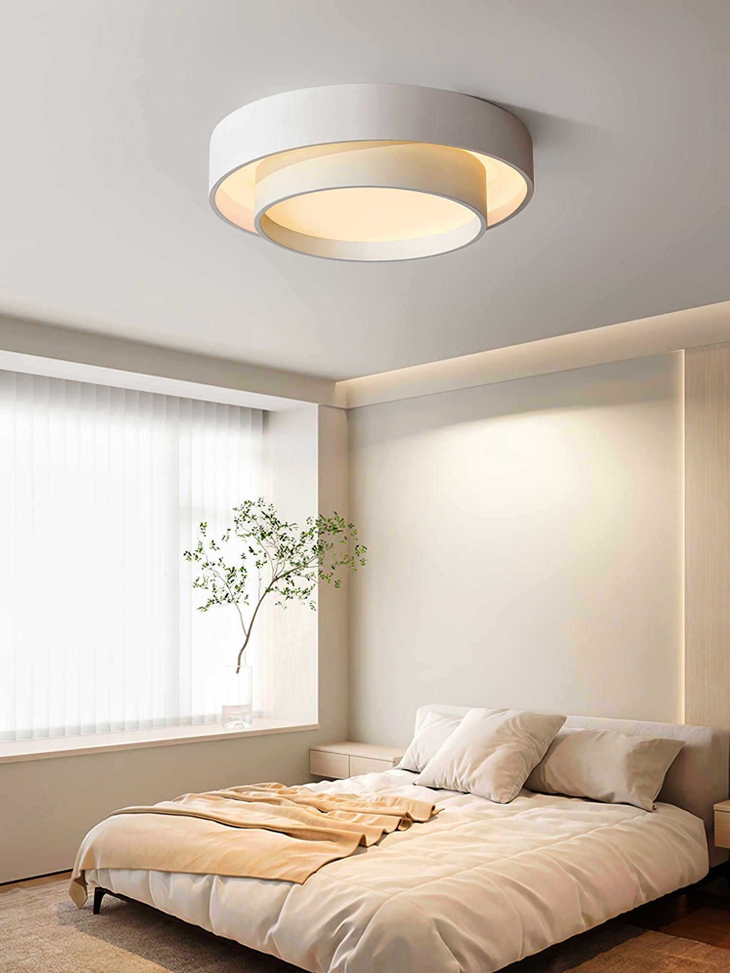 Plafonnier LED Cylindrique Fer Acryl Blanc Gris Noir Salon Chambre Ø40 Ø50 Ø60 cm Dimmable 3000K 4000K 6000K | Koossa