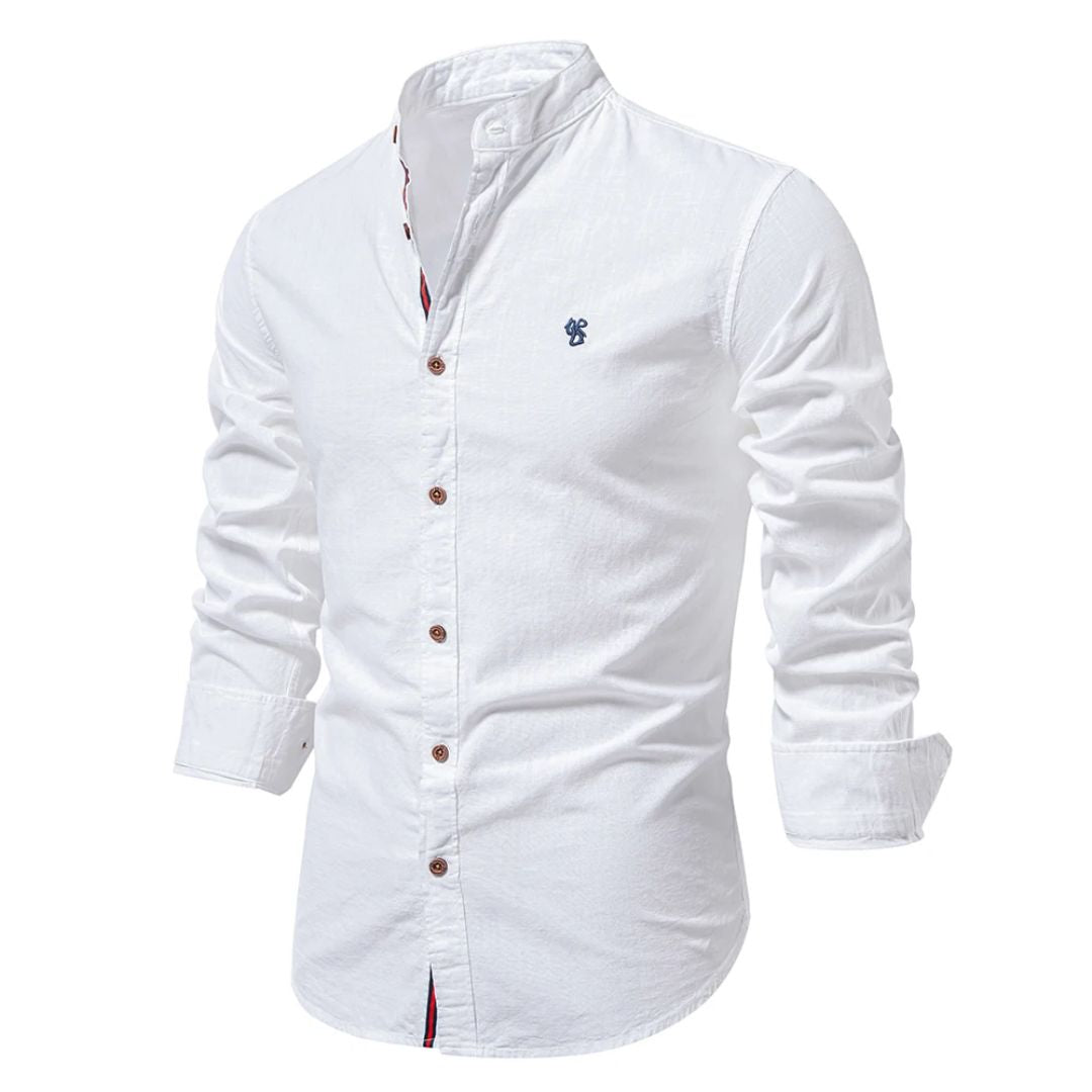 Men's Classic Long-Sleeved Shirt with Stand Collar — Smart Casual Shirt for Office & Special Occasions | Koossa