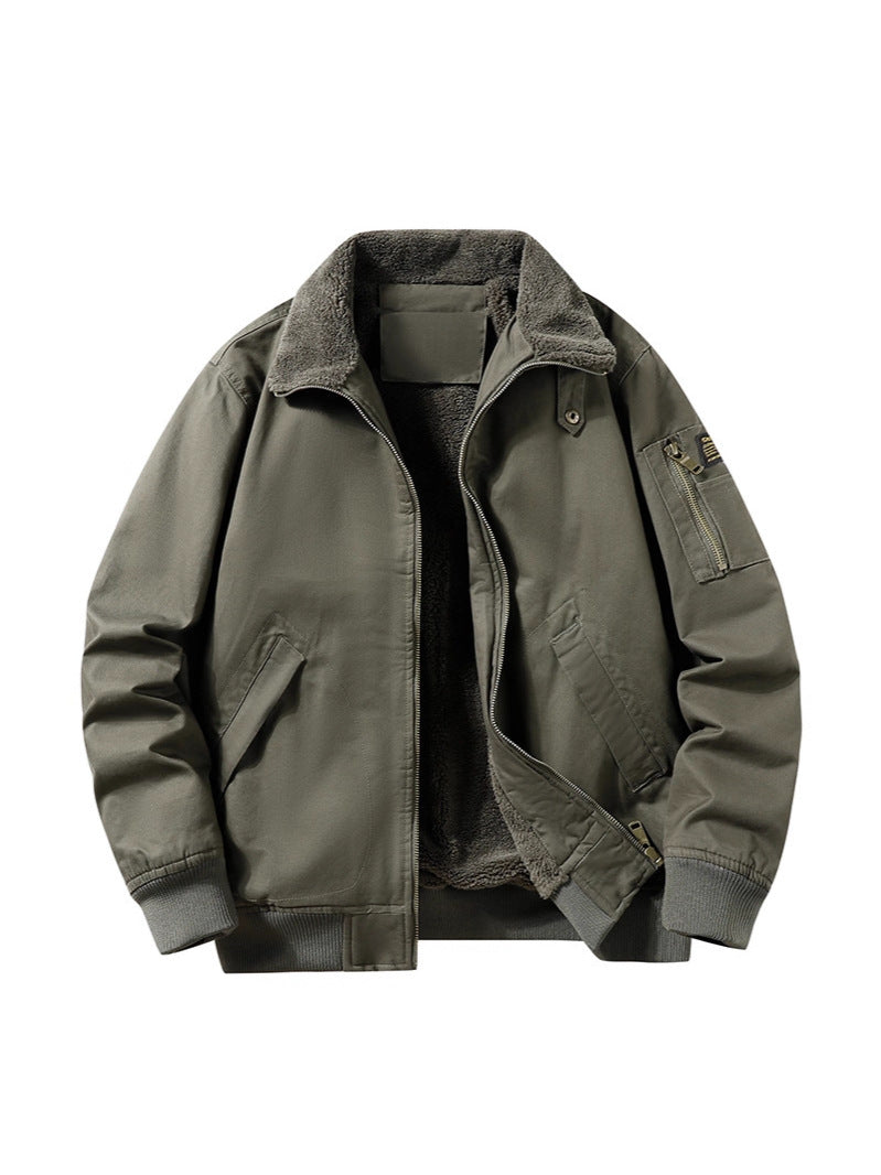 Men's Insulated Flight Jacket with Cozy Sherpa Lining and Ribbed Knit Trim for Fall Winter Casual Workwear Weekend Style | Lonoma