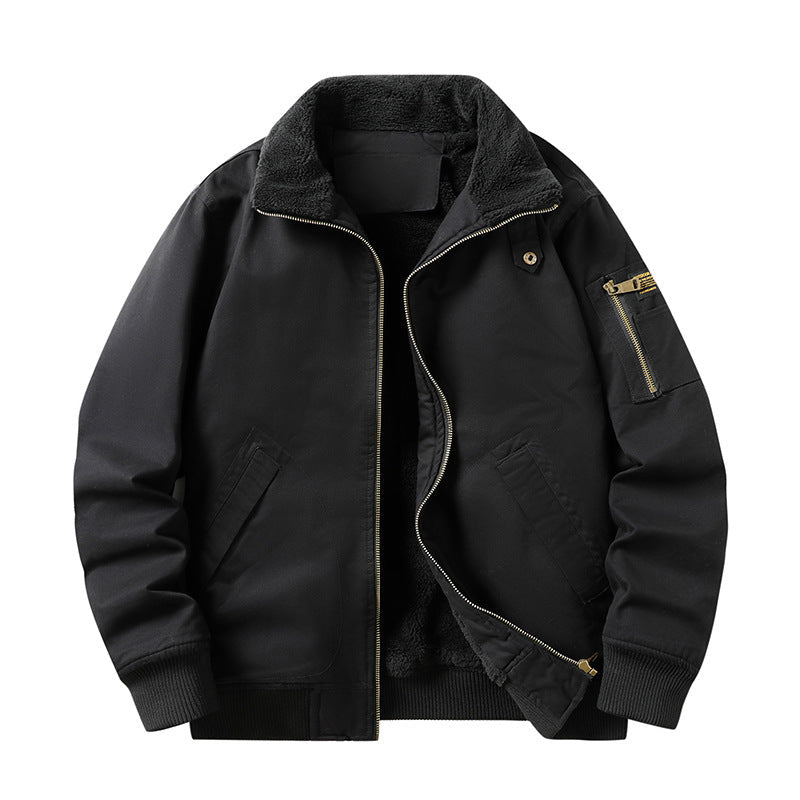 Men's Insulated Flight Jacket with Cozy Sherpa Lining and Ribbed Knit Trim for Fall Winter Casual Workwear Weekend Style | Lonoma
