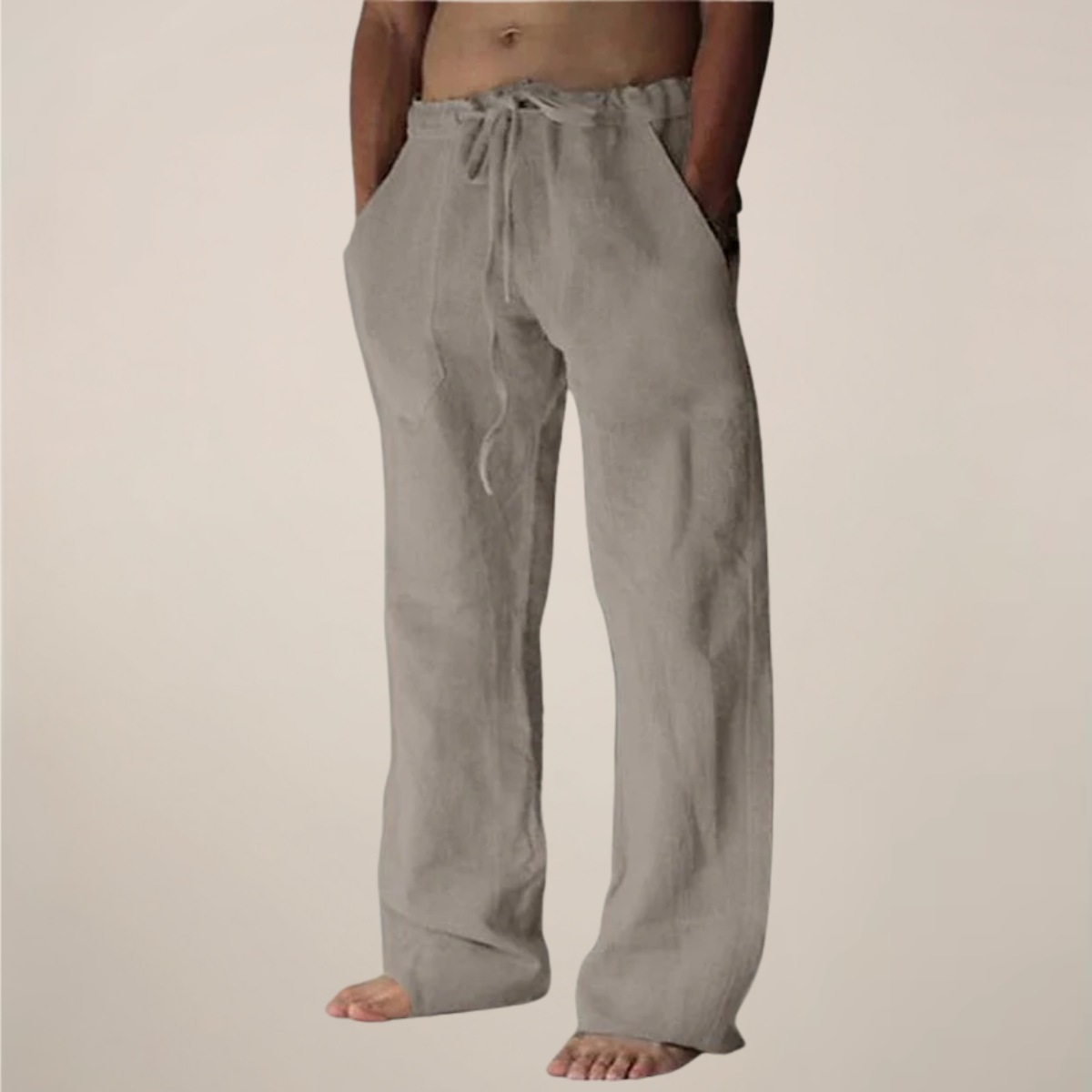 Men's Wide-Leg Relaxed Trousers in Breathable Cotton Twill – Casual Tailored Bottoms for Warm Weather | Koossa