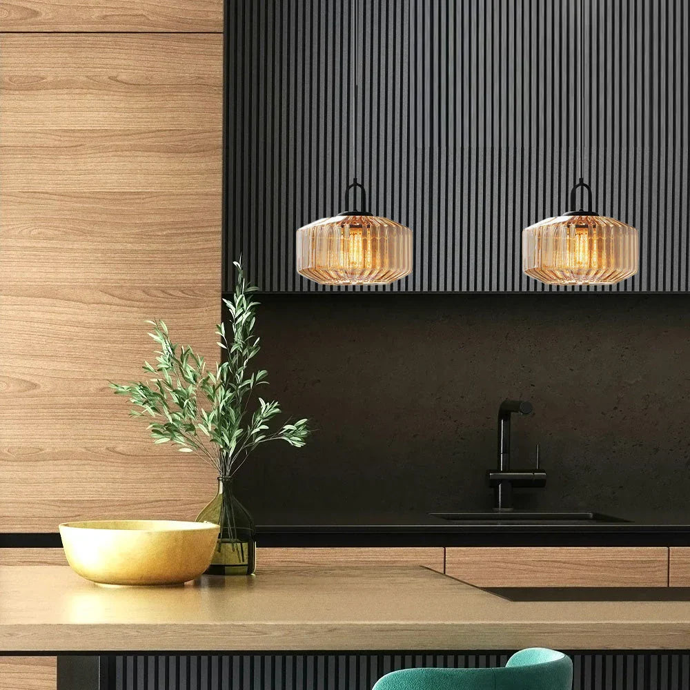 Hand-Blown Glass Pendant Light, 11 in Integrated LED Hanging Fixture for Kitchen, Dining Room, Hallway, Entryway & Bedroom Ceiling | Lonoma
