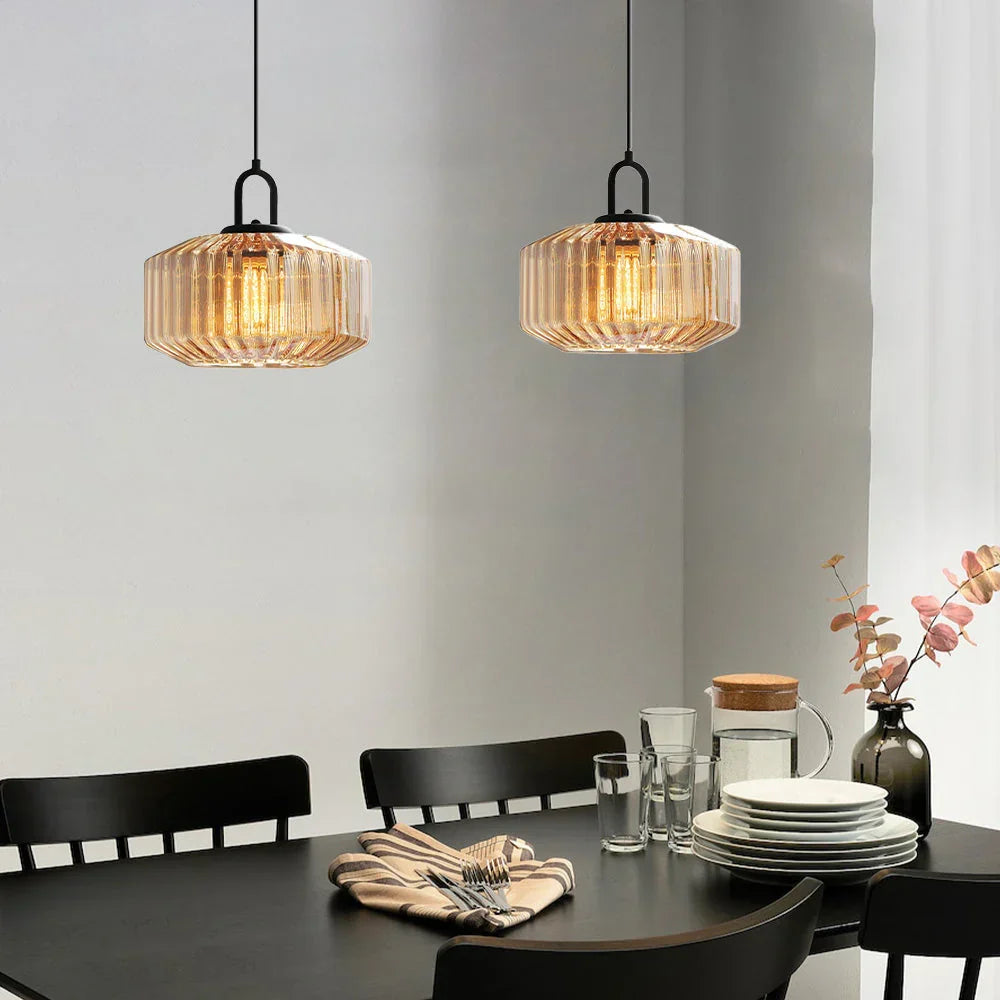 Hand-Blown Glass Pendant Light, 11 in Integrated LED Hanging Fixture for Kitchen, Dining Room, Hallway, Entryway & Bedroom Ceiling | Lonoma