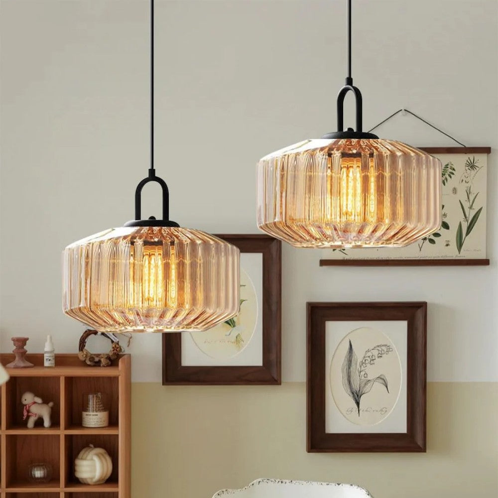 Hand-Blown Glass Pendant Light, 11 in Integrated LED Hanging Fixture for Kitchen, Dining Room, Hallway, Entryway & Bedroom Ceiling | Lonoma