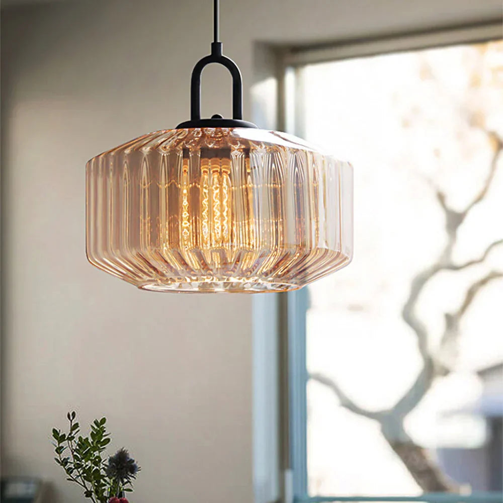 Hand-Blown Glass Pendant Light, 11 in Integrated LED Hanging Fixture for Kitchen, Dining Room, Hallway, Entryway & Bedroom Ceiling | Lonoma