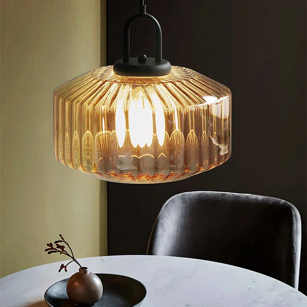 Hand-Blown Glass Pendant Light, 11 in Integrated LED Hanging Fixture for Kitchen, Dining Room, Hallway, Entryway & Bedroom Ceiling | Lonoma