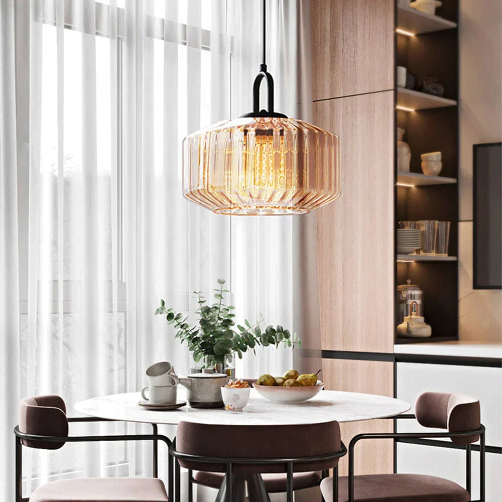 Hand-Blown Glass Pendant Light, 11 in Integrated LED Hanging Fixture for Kitchen, Dining Room, Hallway, Entryway & Bedroom Ceiling | Lonoma