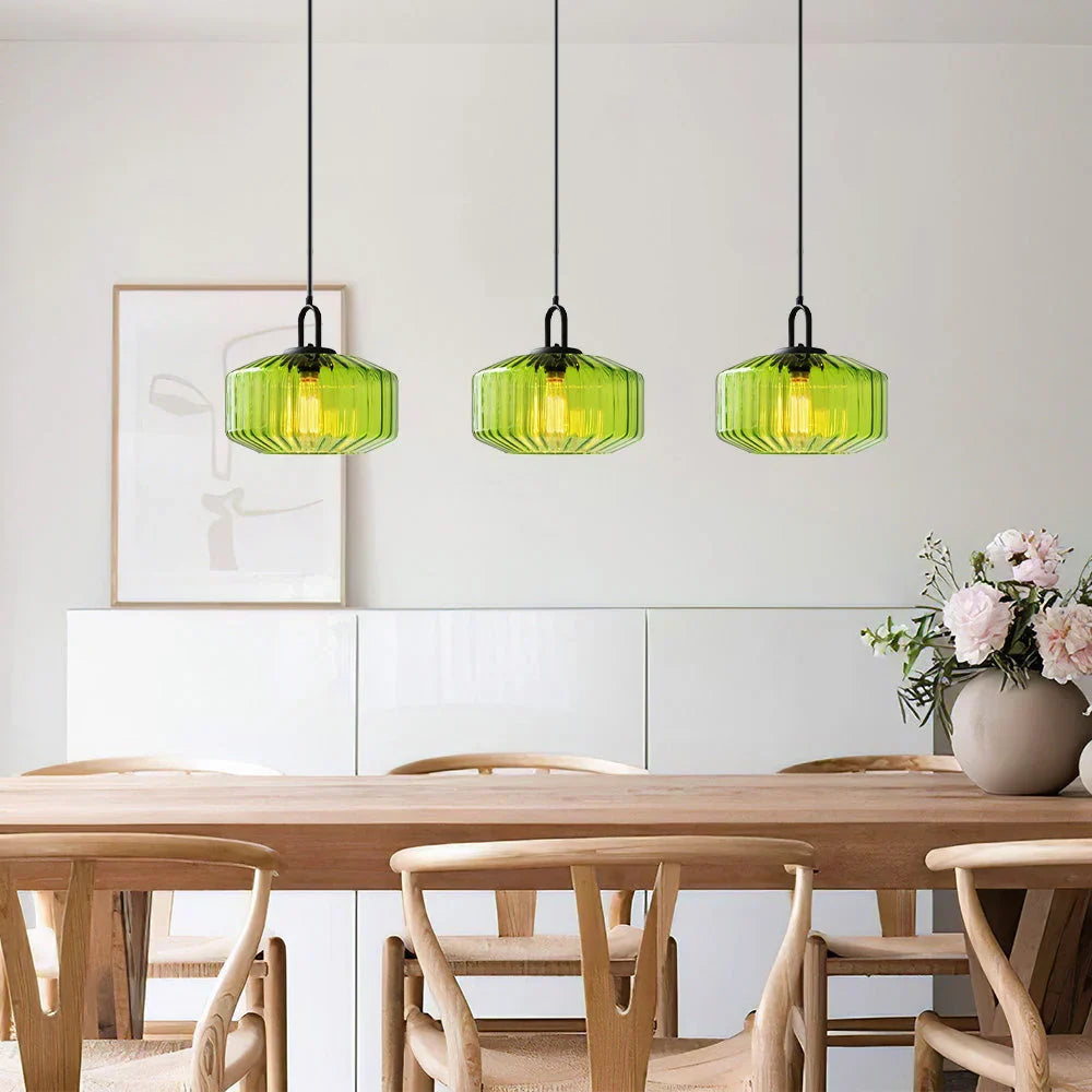 Hand-Blown Glass Pendant Light, 11 in Integrated LED Hanging Fixture for Kitchen, Dining Room, Hallway, Entryway & Bedroom Ceiling | Lonoma