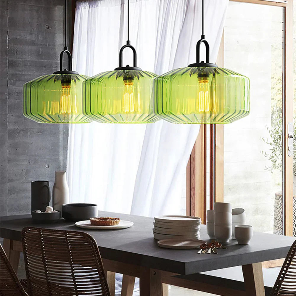 Hand-Blown Glass Pendant Light, 11 in Integrated LED Hanging Fixture for Kitchen, Dining Room, Hallway, Entryway & Bedroom Ceiling | Lonoma