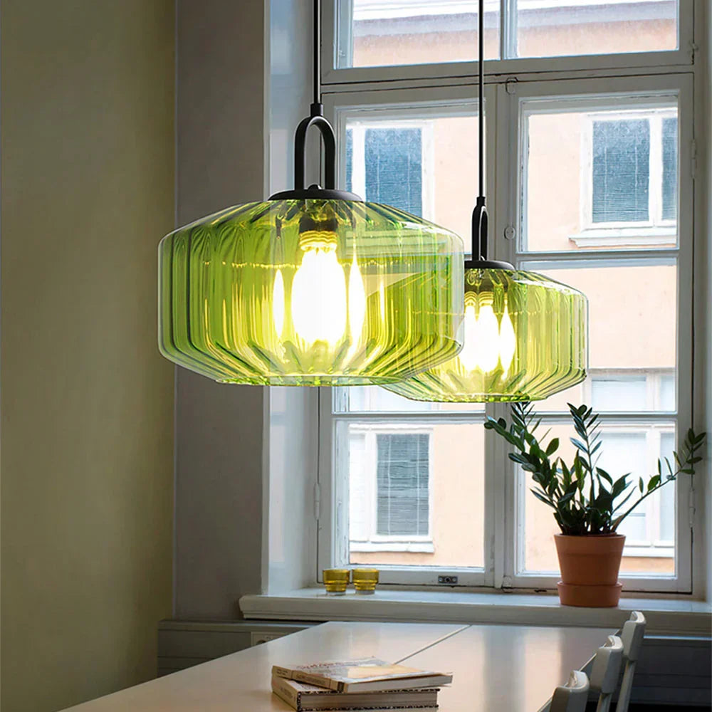 Hand-Blown Glass Pendant Light, 11 in Integrated LED Hanging Fixture for Kitchen, Dining Room, Hallway, Entryway & Bedroom Ceiling | Lonoma