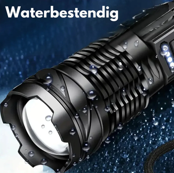 Lampe Tactique LED Rechargeable USB 5000 Lumens Étanche Antichoc Zoomable 5 Modes Compacte Ultra Puissante | Koossa
