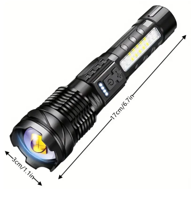 Lampe Tactique LED Rechargeable USB 5000 Lumens Étanche Antichoc Zoomable 5 Modes Compacte Ultra Puissante | Koossa