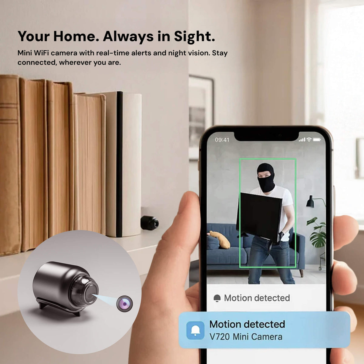 Compact Home Security Camera with Two-Way Audio & Night Vision for Indoor Monitoring | Lonoma