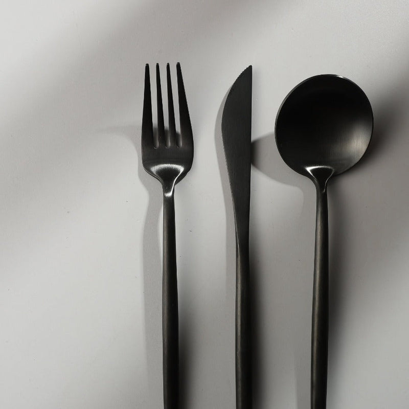 Titanium-Coated 18/10 Stainless Steel Flatware Set, Matte Silverware Service for 4 to 16, Dishwasher-Safe Forks, Knives & Spoons | Lonoma
