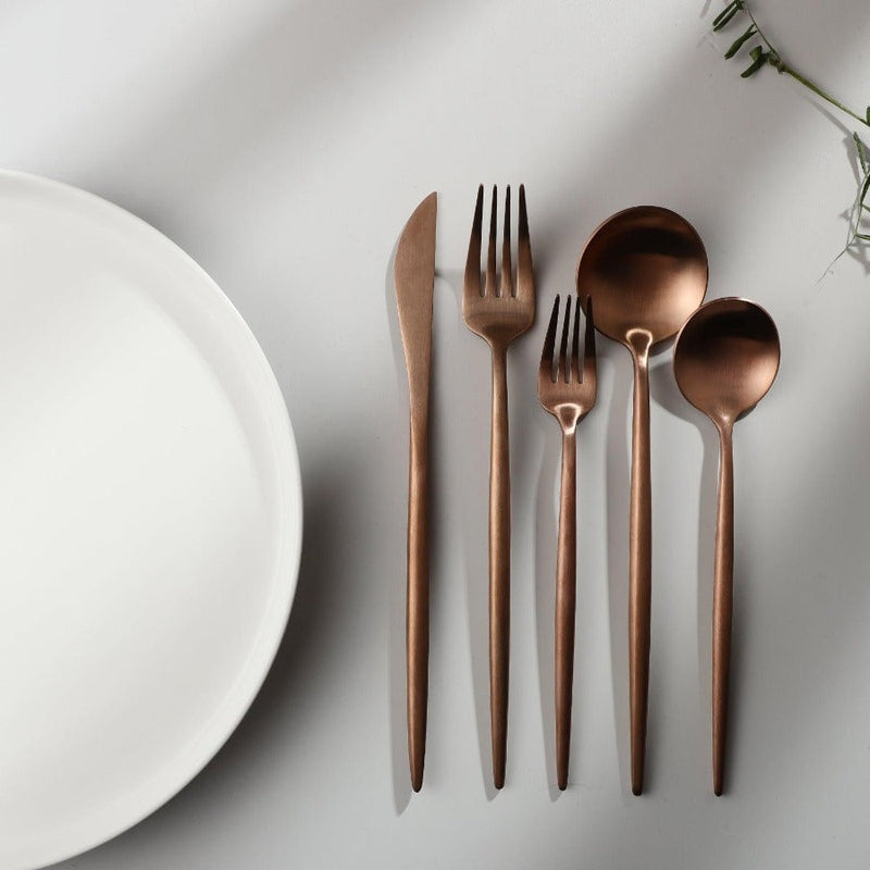 Flatware Set 18/10 Stainless Steel with Titanium Coating 20-Piece to 80-Piece Modern Dining Cutlery for 4 to 16 People | Lonoma