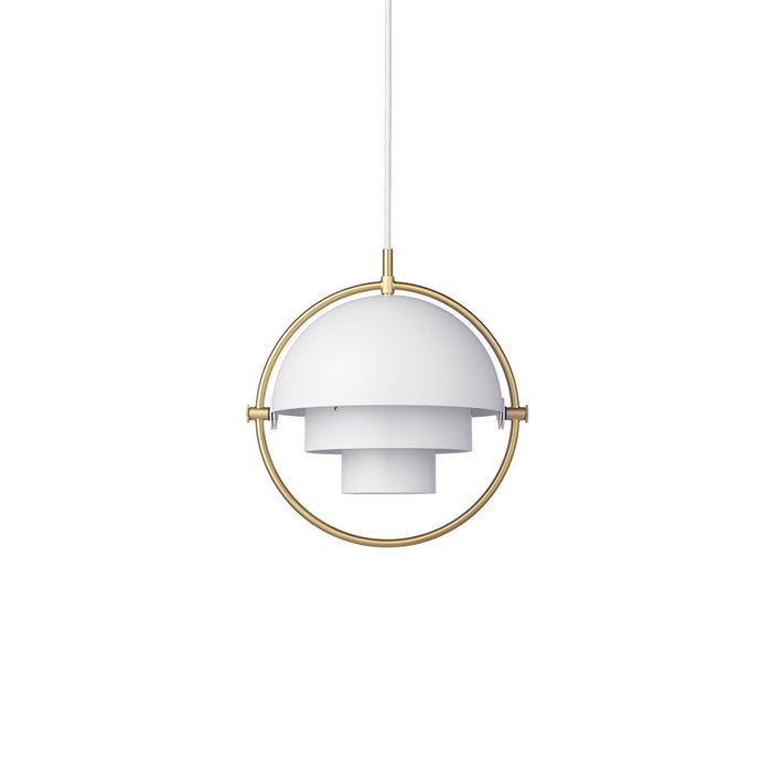 Luminaire suspendu orientable en acier bicolore laiton noir douille E27 ambiance nordique salle à manger | Koossa