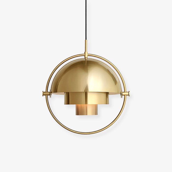 Luminaire suspendu orientable en acier bicolore laiton noir douille E27 ambiance nordique salle à manger | Koossa