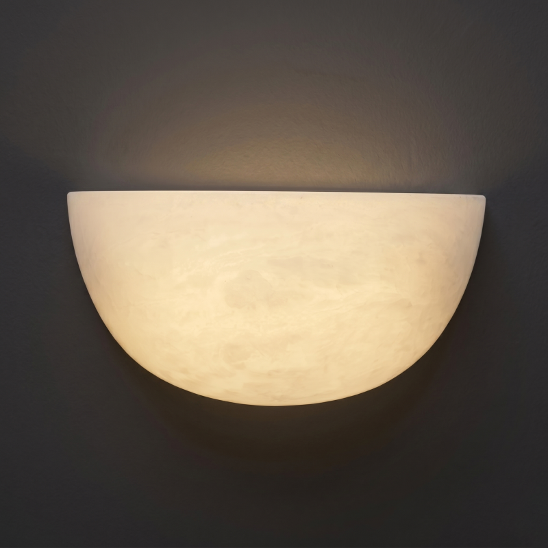 Spanish Alabaster Wall Sconce with Brass or Wood Accent, Hardwired G9 or LED, Handmade Natural Stone Light for Bedroom, Hallway, Living Room | Lonoma