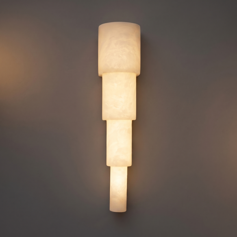 Spanish Alabaster Wall Sconce with Brass or Wood Accent, Hardwired G9 or LED, Handmade Natural Stone Light for Bedroom, Hallway, Living Room | Lonoma