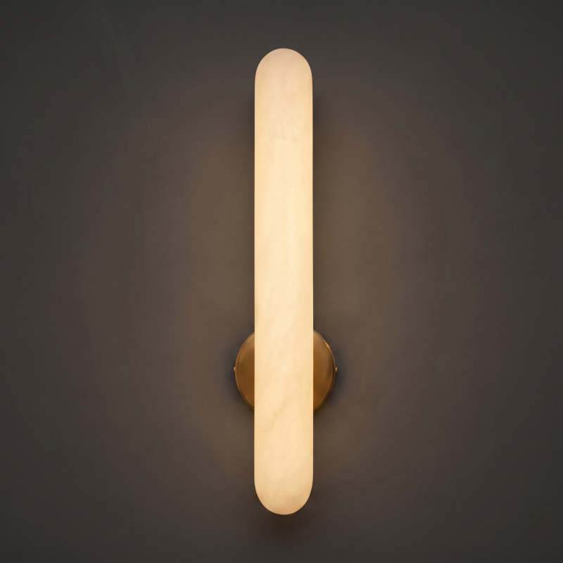 Spanish Alabaster Wall Sconce with Brass or Wood Accent, Hardwired G9 or LED, Handmade Natural Stone Light for Bedroom, Hallway, Living Room | Lonoma