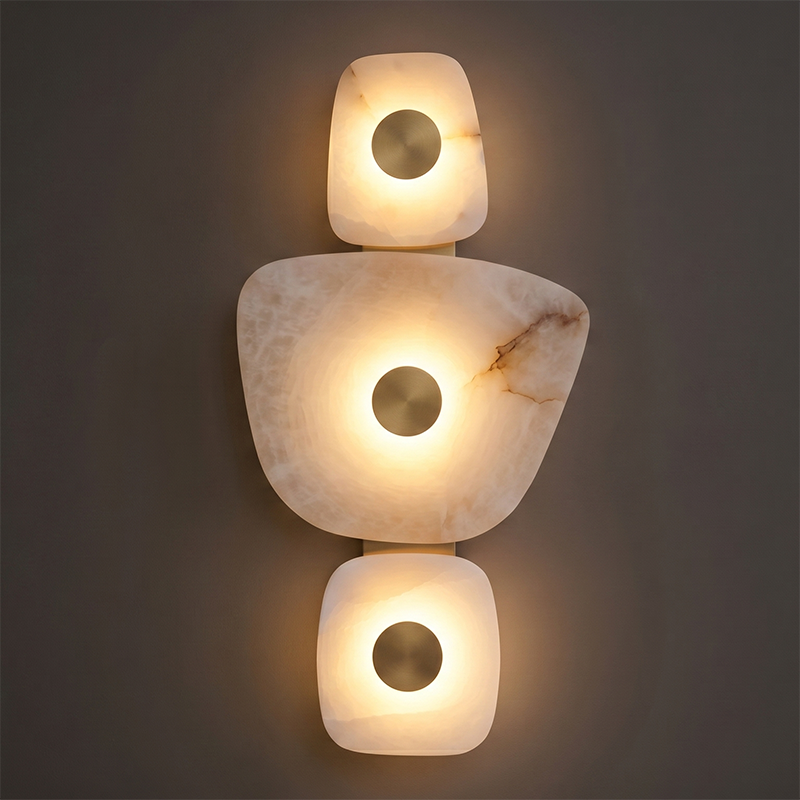 Spanish Alabaster Wall Sconce with Brass or Wood Accent, Hardwired G9 or LED, Handmade Natural Stone Light for Bedroom, Hallway, Living Room | Lonoma