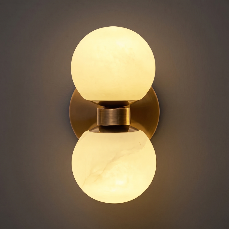 Spanish Alabaster Wall Sconce with Brass or Wood Accent, Hardwired G9 or LED, Handmade Natural Stone Light for Bedroom, Hallway, Living Room | Lonoma