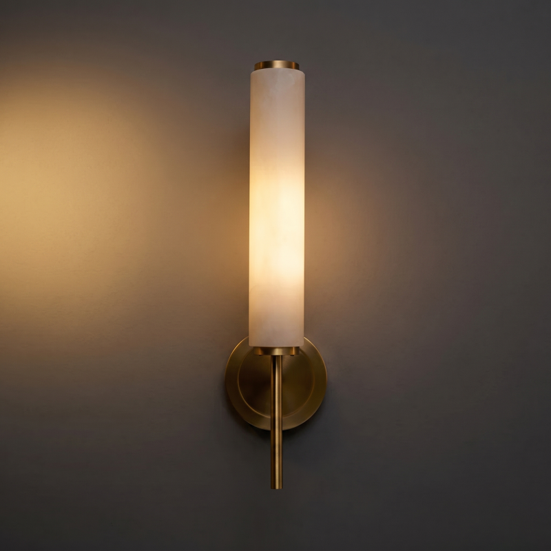 Spanish Alabaster Wall Sconce with Brass or Wood Accent, Hardwired G9 or LED, Handmade Natural Stone Light for Bedroom, Hallway, Living Room | Lonoma